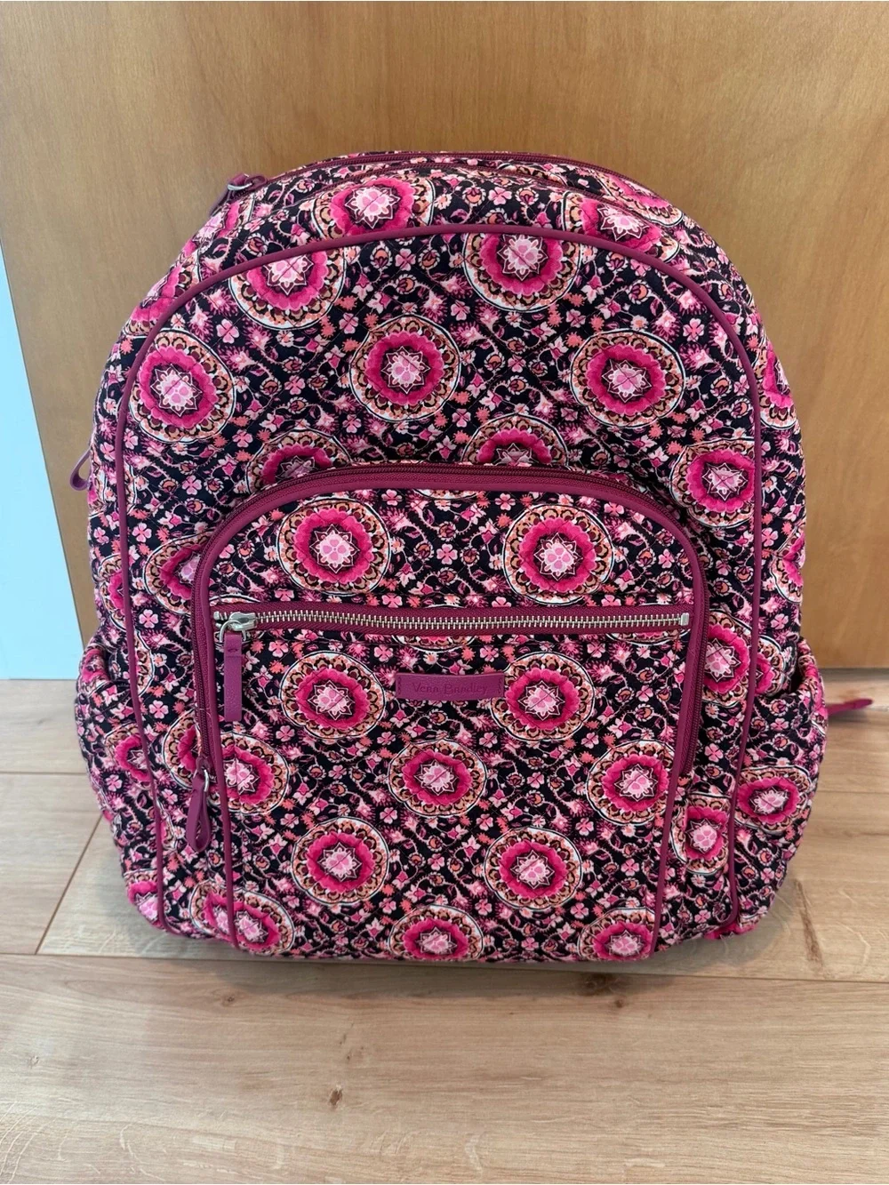 Vera Bradley Raspberry Medallion Quilted Campus Backpack